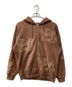 X-LARGEエクストララージ）の古着「ALLOVER LOGO ZIP HOODED」｜ブラウン