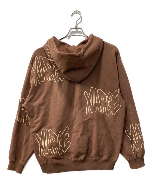 X-LARGE（エクストララージ）X-LARGE (エクストララージ) ALLOVER LOGO ZIP HOODED ブラウン サイズ:Ｍの古着・服飾アイテム