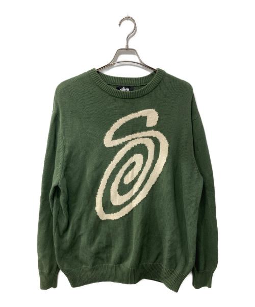 stussy（ステューシー）stussy (ステューシー) CURLY S SWEATER グリーン サイズ:XLの古着・服飾アイテム