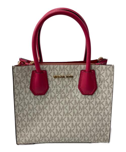 MICHAEL KORS（マイケルコース）MICHAEL KORS (マイケルコース) 2WAYショルダーバッグ ホワイト×ピンクの古着・服飾アイテム
