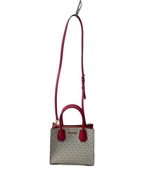 MICHAEL KORS（マイケルコース）MICHAEL KORS (マイケルコース) 2WAYショルダーバッグ ホワイト×ピンクの古着・服飾アイテム