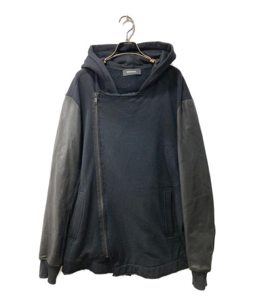 DIESEL（ディーゼル）DIESEL (ディーゼル) 切替パーカー ブラック サイズ:XLの古着・服飾アイテム