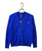 POLO RALPH LAURENポロ・ラルフローレン）の古着「ケーブルニット コットン Vネック カーディガン」｜ブルー