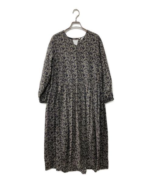 BEARDSLEY（ビアズリー）BEARDSLEY (ビアズリー) プリントギャザーワンピース ブラック サイズ:Fの古着・服飾アイテム