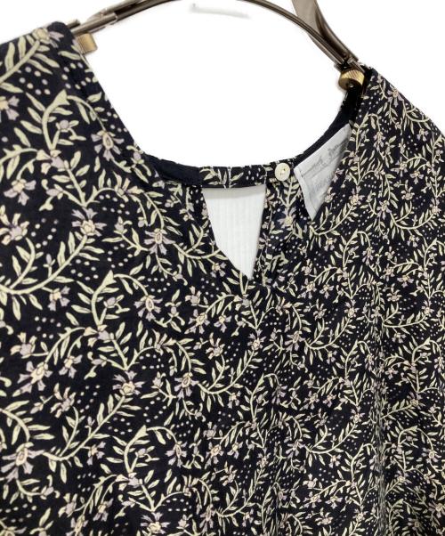 BEARDSLEY（ビアズリー）BEARDSLEY (ビアズリー) プリントギャザーワンピース ブラック サイズ:Fの古着・服飾アイテム