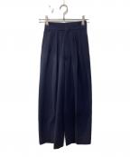 YORIヨリ）の古着「25年/スラックス/ウエストリボンダブルタックパンツ」｜ネイビー