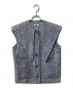 YORIヨリ）の古着「25SS/セーラーリボンギンガムツイードジレ」｜ネイビー