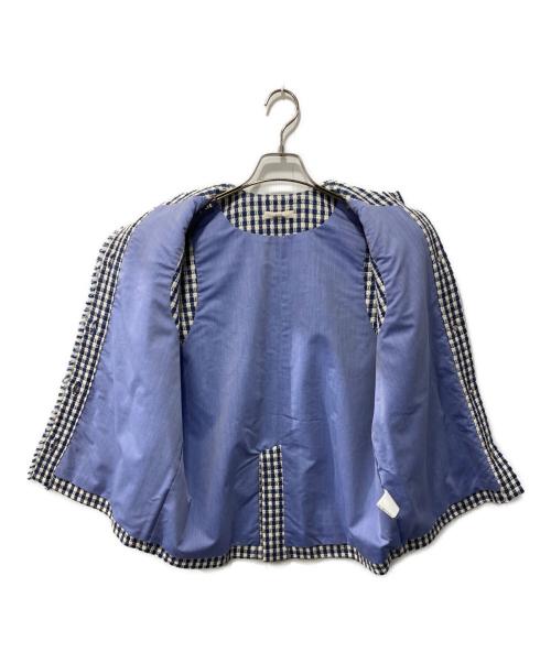 YORI（ヨリ）yori (ヨリ) 25SS/セーラーリボンギンガムツイードジレ ネイビー サイズ:Fの古着・服飾アイテム