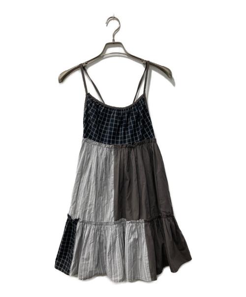 KBF（ケービーエフ）KBF (ケービーエフ) パッチワークミニキャミワンピース グレー サイズ:Freeの古着・服飾アイテム