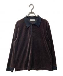 ATTISESSION（アティセッション）の古着「ベロア ボーダー ポロシャツ」｜ブラウン