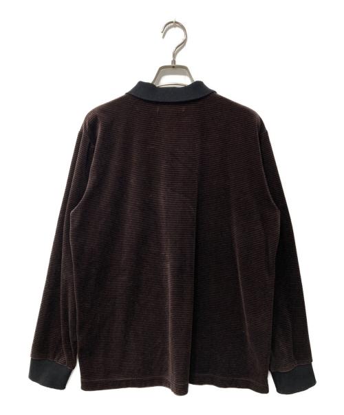 ATTISESSION（アティセッション）ATTISESSION (アティセッション) ベロア ボーダー ポロシャツ ブラウン サイズ:FREEの古着・服飾アイテム