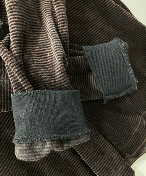 ATTISESSION（アティセッション）ATTISESSION (アティセッション) ベロア ボーダー ポロシャツ ブラウン サイズ:FREEの古着・服飾アイテム