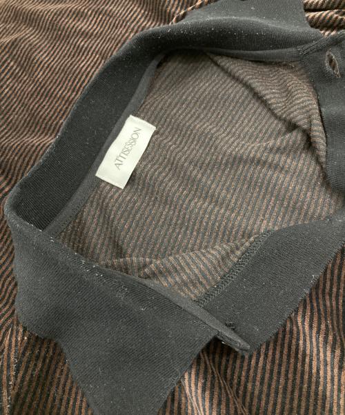 ATTISESSION（アティセッション）ATTISESSION (アティセッション) ベロア ボーダー ポロシャツ ブラウン サイズ:FREEの古着・服飾アイテム