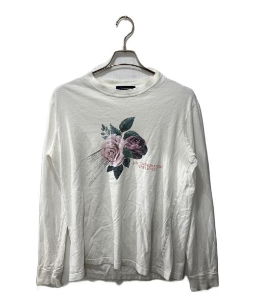 JohnUNDERCOVER（ジョンアンダーカバー）JohnUNDERCOVER (ジョンアンダーカバー) プリントロングスリーブカットソー ホワイト サイズ:4の古着・服飾アイテム