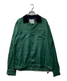 sacai（サカイ）の古着「ボーリングシャツ/襟ベロア」｜グリーン