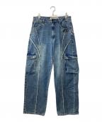 INSILENCEインサイレンス）の古着「デニムパンツ/Low-cut cargo pants WASHED BLUE」｜インディゴ