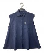 FRED PERRY×RAY BEAMSフレッドペリー×レイ ビームス）の古着「ニットカラーシャーリングノースリーブシャツ」｜ネイビー