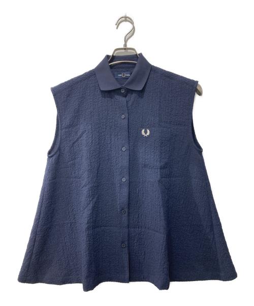 FRED PERRY（フレッドペリー）FRED PERRY (フレッドペリー) RAY BEAMS (レイ ビームス) ニットカラーシャーリングノースリーブシャツ ネイビー サイズ:10 未使用品の古着・服飾アイテム