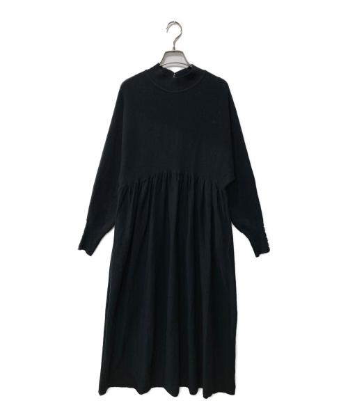 SHIPS（シップス）SHIPS (シップス) ドルマンギャザーニットワンピース ブラック サイズ:FREEの古着・服飾アイテム