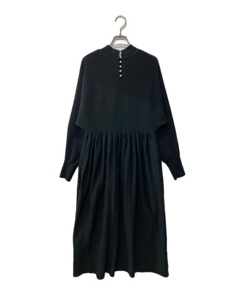 SHIPS（シップス）SHIPS (シップス) ドルマンギャザーニットワンピース ブラック サイズ:FREEの古着・服飾アイテム