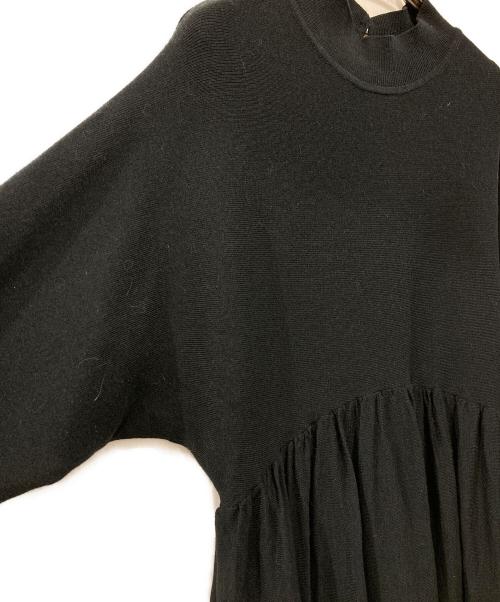 SHIPS（シップス）SHIPS (シップス) ドルマンギャザーニットワンピース ブラック サイズ:FREEの古着・服飾アイテム