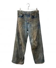 NVRFRGT（ネヴァーフォーゲット）の古着「3D TWISTED WIDE LEG JEANS MUD FADED」｜インディゴ/MUD FADED INDI