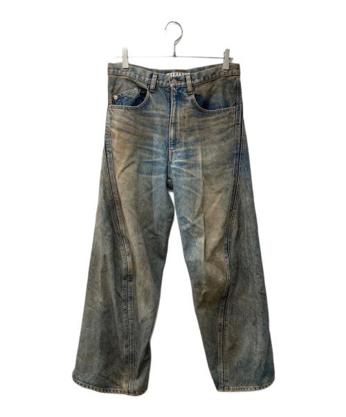 NVRFRGT（ネヴァーフォーゲット）NVRFRGT (ネヴァーフォーゲット) 3D TWISTED WIDE LEG JEANS MUD FADED インディゴ/MUD FADED INDI サイズ:1の古着・服飾アイテム
