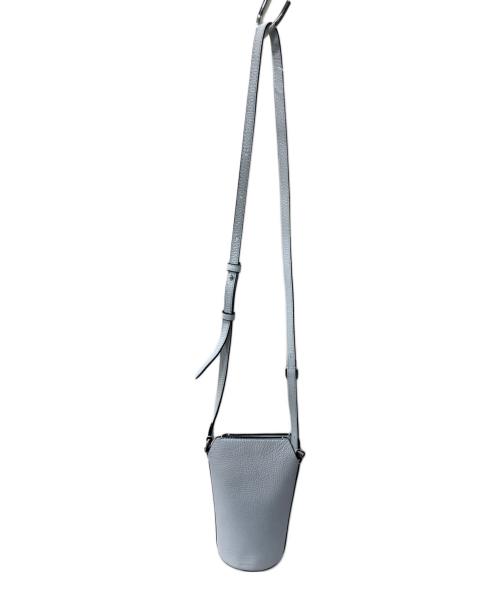 ECCO（エコー）ECCO (エコー) レザーショルダーバッグ/Pot Bag Pebbled Leather ブルーの古着・服飾アイテム