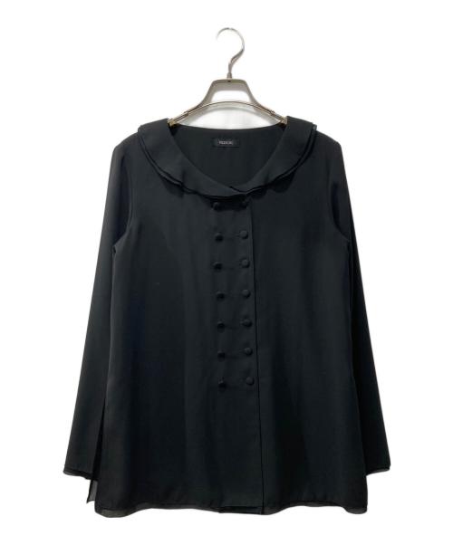 INGEBORG（インゲボルグ）INGEBORG (インゲボルグ) 多ボタンフリルカラーブラウス ブラック サイズ:表記なしの古着・服飾アイテム