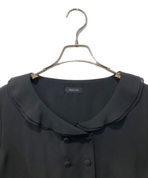 INGEBORG（インゲボルグ）INGEBORG (インゲボルグ) 多ボタンフリルカラーブラウス ブラック サイズ:表記なしの古着・服飾アイテム