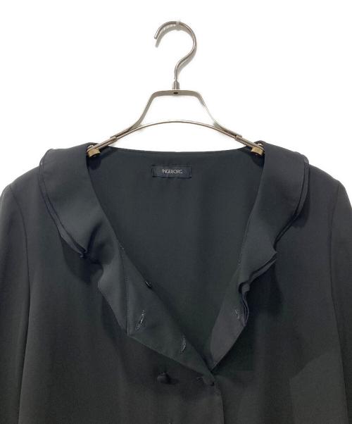 INGEBORG（インゲボルグ）INGEBORG (インゲボルグ) 多ボタンフリルカラーブラウス ブラック サイズ:表記なしの古着・服飾アイテム