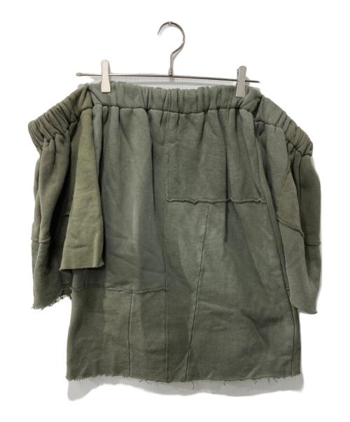 MALION VINTAGE（マリオンヴィンテージ）malion vintage (マリオンヴィンテージ) リメイクスウェットスカート カーキ サイズ:Fの古着・服飾アイテム