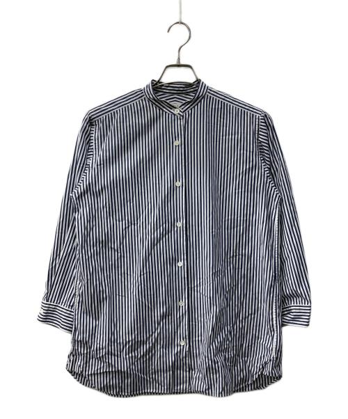 STEVEN ALAN（スティーブンアラン）STEVEN ALAN (スティーブンアラン) ストライプバンドカラーシャツ ネイビー サイズ:Mの古着・服飾アイテム