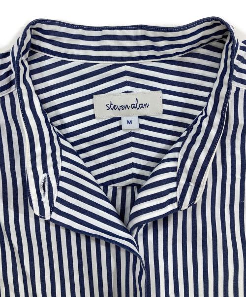 STEVEN ALAN（スティーブンアラン）STEVEN ALAN (スティーブンアラン) ストライプバンドカラーシャツ ネイビー サイズ:Mの古着・服飾アイテム