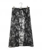 yaeヤエ）の古着「Flower spangle wrap skirt/フラワースパンコールラップスカート」｜ブラック