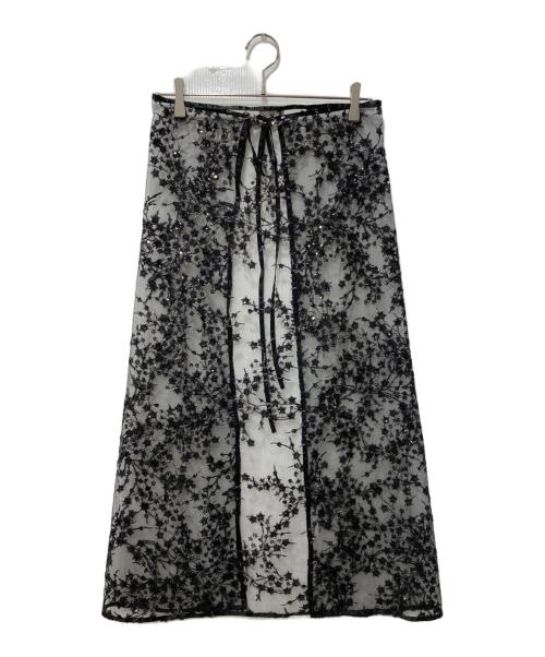 yae（ヤエ）yae (ヤエ) Flower spangle wrap skirt/フラワースパンコールラップスカート ブラック サイズ:表記なしの古着・服飾アイテム