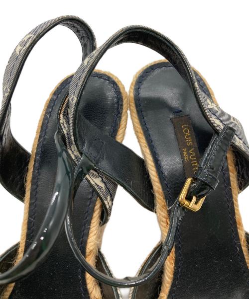 LOUIS VUITTON（ルイ ヴィトン）LOUIS VUITTON (ルイ ヴィトン) モノグラムウェッジソールサンダル/ミュール ネイビー サイズ:37の古着・服飾アイテム