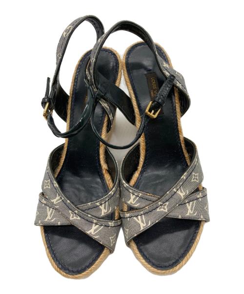 LOUIS VUITTON（ルイ ヴィトン）LOUIS VUITTON (ルイ ヴィトン) モノグラムウェッジソールサンダル/ミュール ネイビー サイズ:37の古着・服飾アイテム