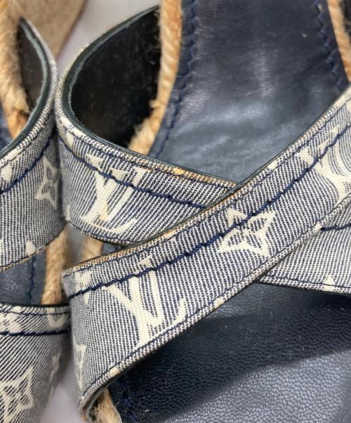 LOUIS VUITTON（ルイ ヴィトン）LOUIS VUITTON (ルイ ヴィトン) モノグラムウェッジソールサンダル/ミュール ネイビー サイズ:37の古着・服飾アイテム