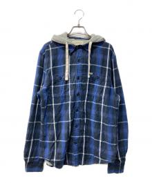 Denim & Supply Ralph Lauren（デニム＆サプライ ラルフローレン）の古着「フーデッドチェックシャツ」｜ネイビー