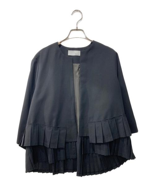 Ebonyivory（エボニーアイボリー）Ebonyivory (エボニーアイボリー) T/Wハイツイストストレッチプリーツコラージュジャケット ブラック サイズ:Fの古着・服飾アイテム