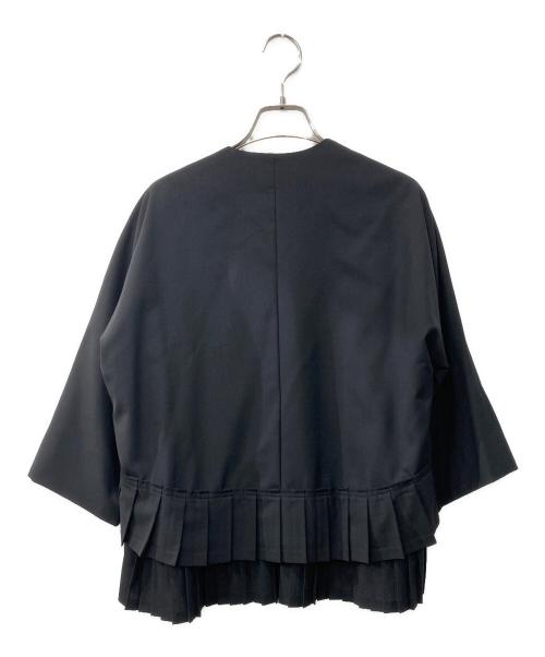 Ebonyivory（エボニーアイボリー）Ebonyivory (エボニーアイボリー) T/Wハイツイストストレッチプリーツコラージュジャケット ブラック サイズ:Fの古着・服飾アイテム