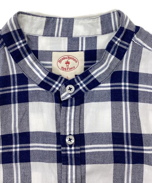 BROOKS BROTHERS Red Fleece（ブルックスブラザーズレッドフリース）BROOKS BROTHERS Red Fleece (ブルックスブラザーズレッドフリース) バンドカラーシャツ ネイビー サイズ:Lの古着・服飾アイテム