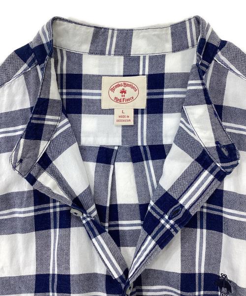 BROOKS BROTHERS Red Fleece（ブルックスブラザーズレッドフリース）BROOKS BROTHERS Red Fleece (ブルックスブラザーズレッドフリース) バンドカラーシャツ ネイビー サイズ:Lの古着・服飾アイテム