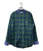 MACKINTOSH PHILOSOPHYマッキントッシュ フィロソフィー）の古着「バンドカラーシャツ」｜グリーン×ネイビー