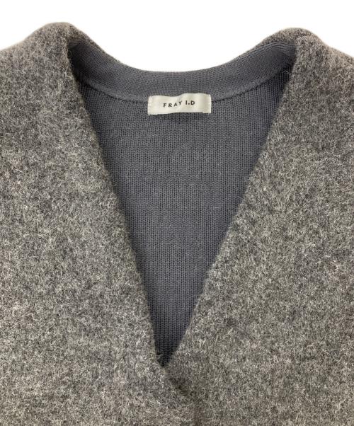FRAY ID（フレイ アイディー）FRAY ID (フレイ アイディー) ダブルフェイスラクーンカーディガン グレー サイズ:Fの古着・服飾アイテム