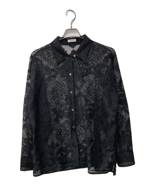 FRAY ID（フレイ アイディー）FRAY ID (フレイ アイディー) パネルレースワンナップカラーシャツ ブラック サイズ:Fの古着・服飾アイテム