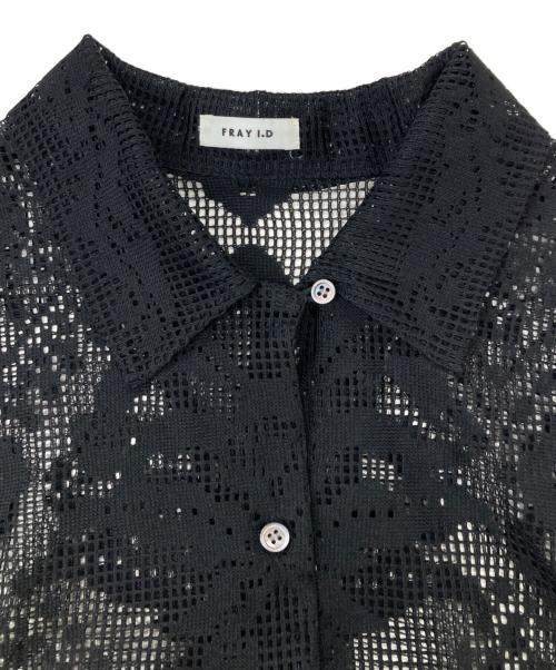 FRAY ID（フレイ アイディー）FRAY ID (フレイ アイディー) パネルレースワンナップカラーシャツ ブラック サイズ:Fの古着・服飾アイテム