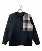 BLACK LABEL CRESTBRIDGEブラックレーベル クレストブリッジ）の古着「チェックニットドッキングスウェットシャツ」｜ブラック