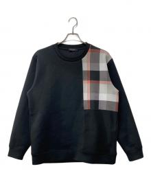 BLACK LABEL CRESTBRIDGE（ブラックレーベル クレストブリッジ）の古着「チェックニットドッキングスウェットシャツ」｜ブラック